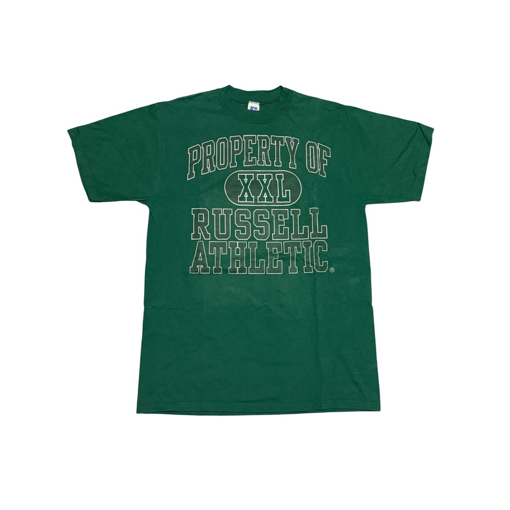 Vintage Russell Athletic T Shirt Mens Large Green Property of XXL Made in USA
